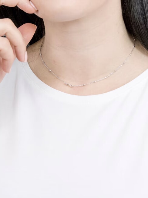 COCCOLE Silver necklace with hearts and spheres rhodium - Necklaces