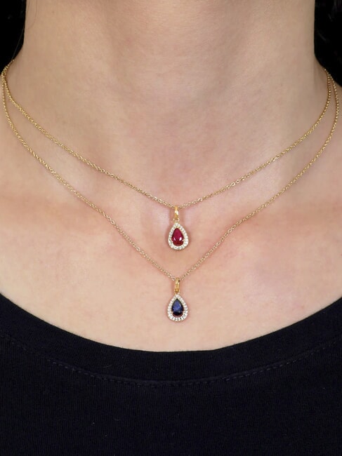 LADY Necklace with drop pendant and zirconia gold - Necklaces