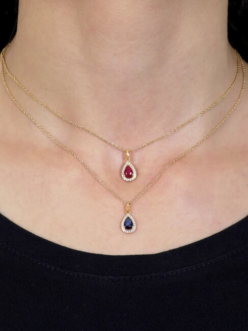 LADY Necklace with drop pendant and zirconia gold - Necklaces