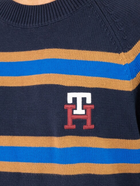 TH Crew neck cotton sweater with logo embroidery desert sky/ultra blue - Men's Sweaters