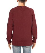 TOMMY HILFIGER TH Crew neck cotton sweater with logo embroidery deep red - Men's Sweaters - 2