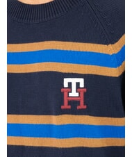 TOMMY HILFIGER TH Crew neck cotton sweater with logo embroidery desert sky/ultra blue - Men's Sweaters - 3