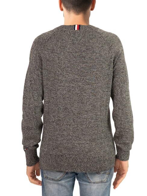 TH Crew neck cotton sweater with logo embroidery black / medium grey htr - Men's Sweaters