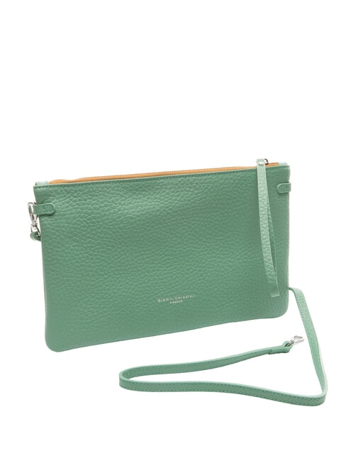HERMY Leather clutch bag with shoulder strap mint-sand - Women’s Bags