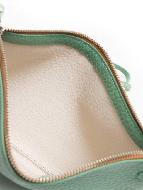 HERMY Leather clutch bag with shoulder strap mint-sand - Women’s Bags