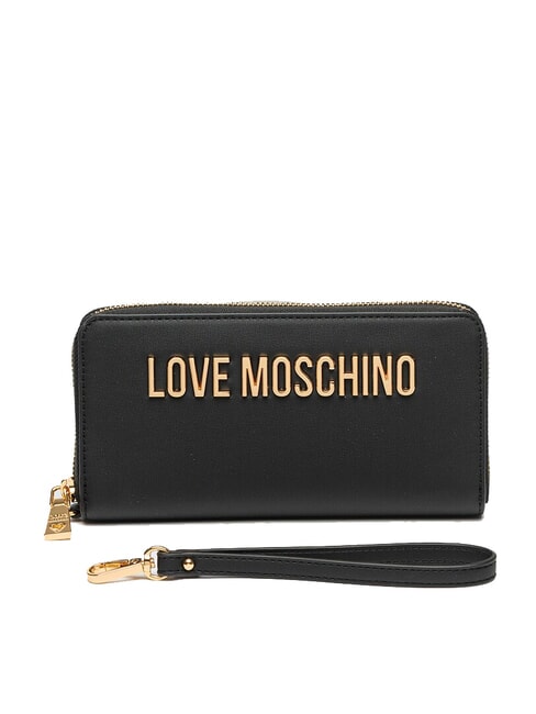 LAMINATED BOLD LOVE Large wallet with wristlet Black - Women’s Wallets