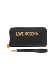 LOVE MOSCHINO LAMINATED BOLD LOVE Large wallet with wristlet Black - Women’s Wallets - 3