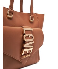 LOVE MOSCHINO LOVEBUG Shoulder shopping bag with pocket camel - Women’s Bags - 4