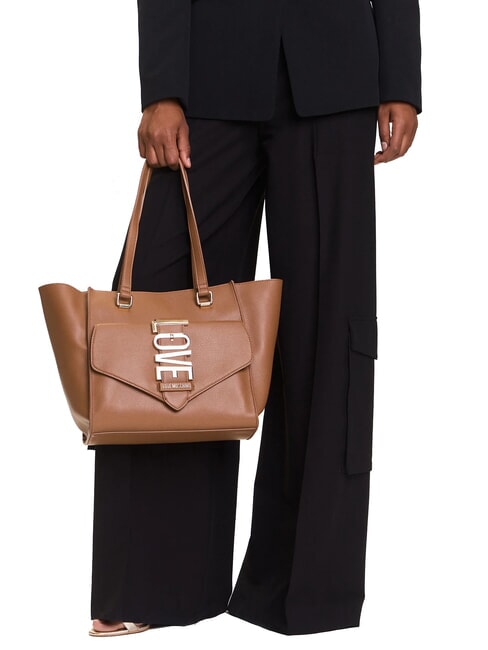 LOVEBUG Shoulder shopping bag with pocket camel - Women’s Bags