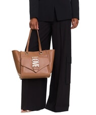 LOVE MOSCHINO LOVEBUG Shoulder shopping bag with pocket camel - Women’s Bags - 6