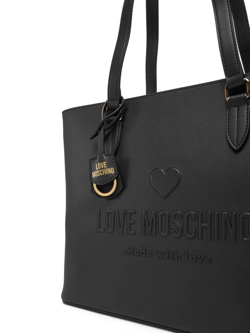 LOVE EMBOSSED Shoulder shopping bag Black - Women’s Bags