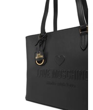 LOVE MOSCHINO LOVE EMBOSSED Shoulder shopping bag Black - Women’s Bags - 3
