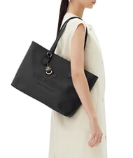 LOVE MOSCHINO LOVE EMBOSSED Shoulder shopping bag Black - Women’s Bags - 5
