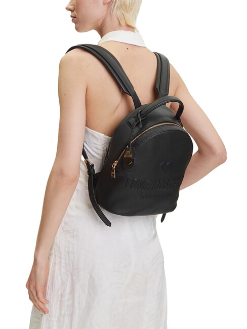 LOVE EMBOSSED Backpack with stitched logo Black - Women’s Bags