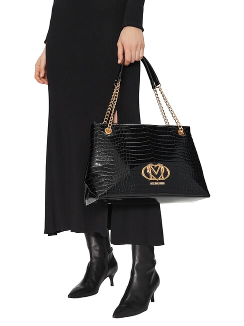 SHINY CROCO Shoulder shopping bag black crocus - Women’s Bags