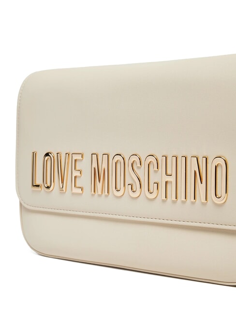LAMINATED BOLD LOVE Shoulder bag with flap ivory - Women’s Bags