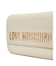 LOVE MOSCHINO LAMINATED BOLD LOVE Shoulder bag with flap ivory - Women’s Bags - 3
