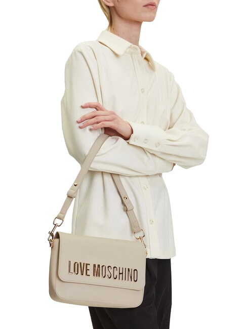 LAMINATED BOLD LOVE Shoulder bag with flap ivory - Women’s Bags