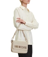 LOVE MOSCHINO LAMINATED BOLD LOVE Shoulder bag with flap ivory - Women’s Bags - 5