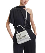 LOVE MOSCHINO BOLD LOVE Briefcase bag with shoulder strap silver - Women’s Bags - 5