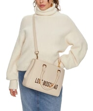LOVE MOSCHINO BOLD LOVE Handbag with shoulder strap ivory - Women’s Bags - 5