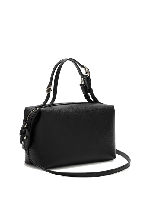 DOUBLE Leather satchel bag with shoulder strap Black - Women’s Bags