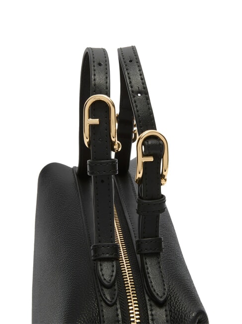 DOUBLE Leather satchel bag with shoulder strap Black - Women’s Bags