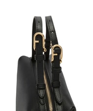 FURLA DOUBLE Leather satchel bag with shoulder strap Black - Women’s Bags - 3