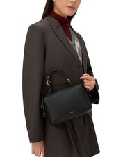 FURLA DOUBLE Leather satchel bag with shoulder strap Black - Women’s Bags - 4