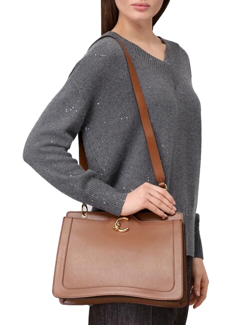 C-ME CALF Handbag, with shoulder strap cognac - Women’s Bags