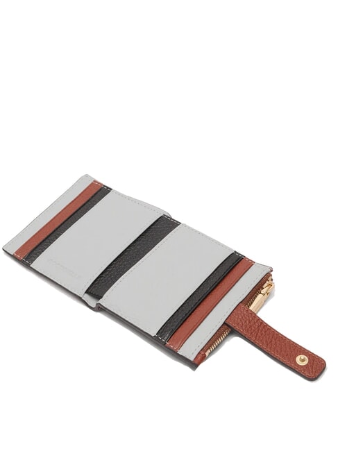 METALLIC TRICOLOR Mini wallet in hammered leather snow/cognac/noir - Women&rsquo;s Wallets