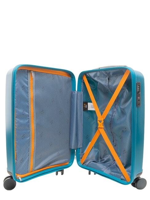 SLIDE Cabin Set + Medium and Large expandable, ultra-resistant malachite blue - Rigid Trolley Cases