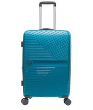 LESAC SLIDE Cabin Set + Medium and Large expandable, ultra-resistant malachite blue - Rigid Trolley Cases - 3