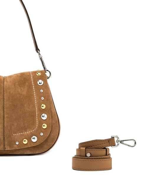 HELENA ROUND Dual-function suede bag caramel - Women’s Bags