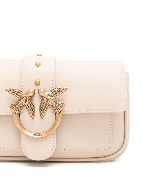 LOVE ONE POCKET Leather shoulder bag beige-smoky gray-antique gold - Women’s Bags