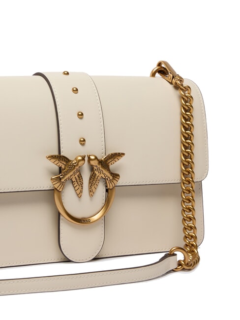 LOVE ONE CLASSIC Leather shoulder bag with flap silk white-antique gold - Women’s Bags