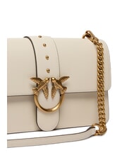 PINKO LOVE ONE CLASSIC Leather shoulder bag with flap silk white-antique gold - Women’s Bags - 3