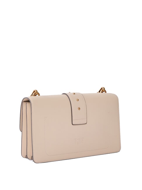 LOVE ONE CLASSIC Leather shoulder bag with flap beige-smoky gray-antique gold - Women’s Bags