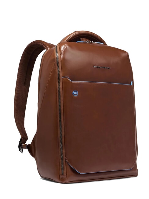 BLUE SQUARE Leather backpack, 14" laptop holder BROWN - Laptop backpacks