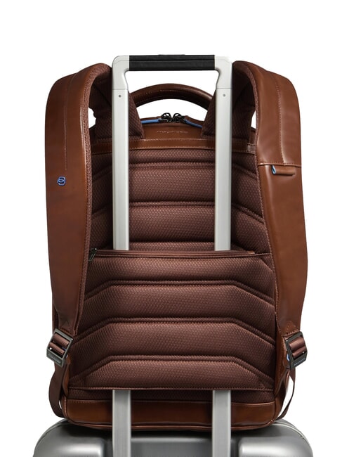 BLUE SQUARE Leather backpack, 14" laptop holder BROWN - Laptop backpacks