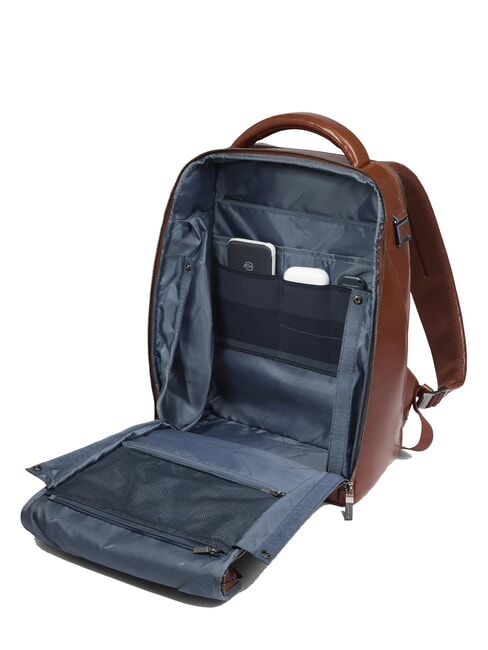 BLUE SQUARE Leather backpack, 14" laptop holder BROWN - Laptop backpacks
