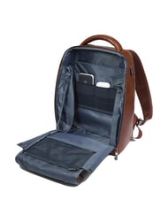 PIQUADRO BLUE SQUARE Leather backpack, 14" laptop holder BROWN - Laptop backpacks - 6