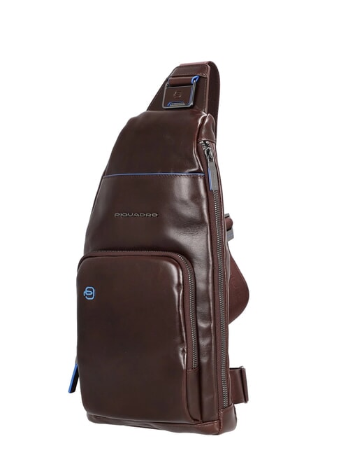 BLUE SQUARE Leather shoulder bag backpack with mini tablet holder MAHOGANY - Over-the-shoulder Bags for Men