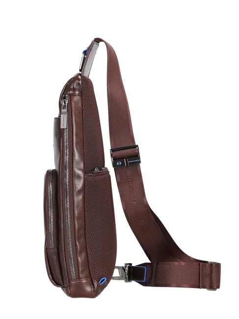 BLUE SQUARE Leather shoulder bag backpack with mini tablet holder MAHOGANY - Over-the-shoulder Bags for Men