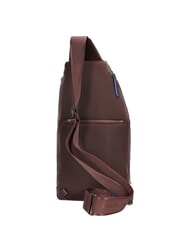 PIQUADRO BLUE SQUARE Leather shoulder bag backpack with mini tablet holder MAHOGANY - Over-the-shoulder Bags for Men - 4