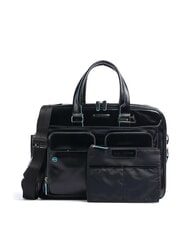 PIQUADRO BLUE SQUARE 15 "laptop briefcase in leather Black - Work Briefcases - 3