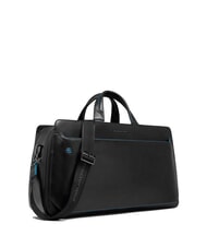 PIQUADRO BLUE SQUARE Leather duffel bag Black - Duffle bags - 3