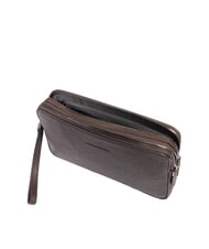 PIQUADRO BLACK SQUARE Men's leather clutch bag with wristlet MORO - Tablet holder& Organizer - 5