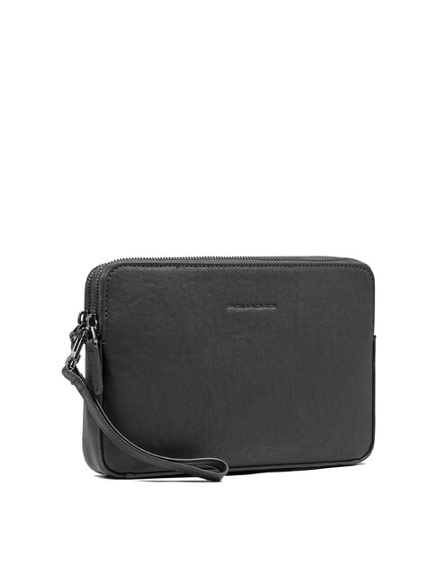 BLACK SQUARE Men's leather clutch bag with wristlet Black - Tablet holder& Organizer