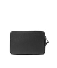 PIQUADRO BLACK SQUARE Men's leather clutch bag with wristlet Black - Tablet holder& Organizer - 3